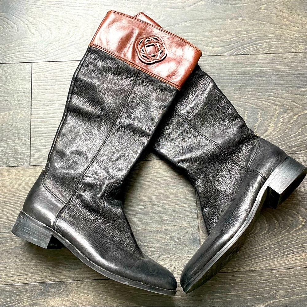Nearly new Antonio Melani riding boots black and brown leather size 9